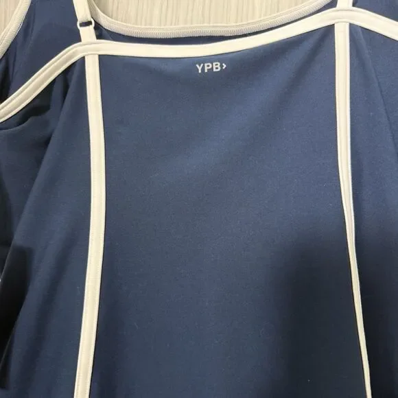 Abercrombie YPB Sculptlux Tank Dress Skort Size L Navy White Pickleball Tennis - Picture 5 of 6
